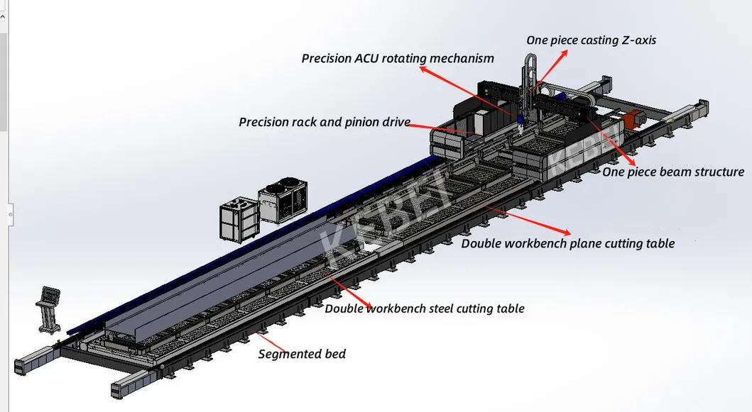 High Power H-Beam Laser Cutting Machine for Cutting Holes Marking Beveling